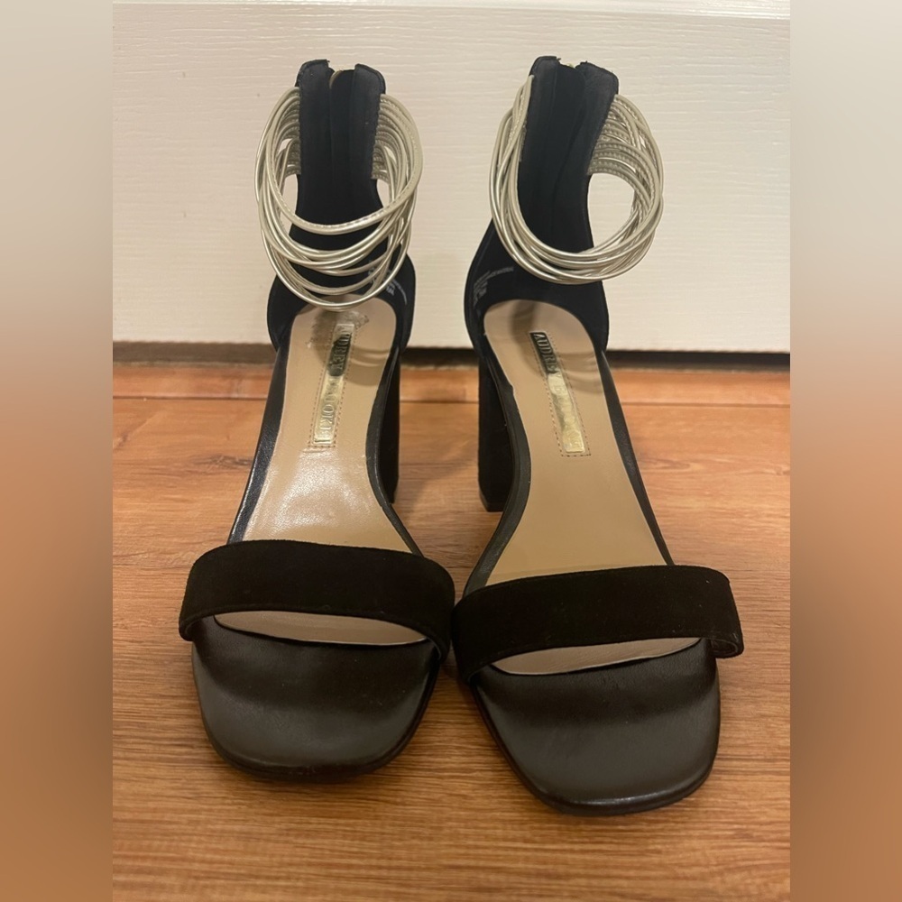 Audrey Brooke black and silver heels​​​​​​​​